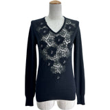 シャネル CHANEL 花柄レースカシミヤニットセーター P26243 ブラック カシミヤ レディース セーター
