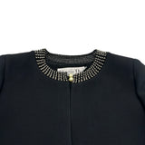 クリスチャン・ディオール Christian Dior パール装飾 ショートスリーブジャケット 451V81W1162 ブラック ウール レディース ノーカラージャケット