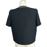 クリスチャン・ディオール Christian Dior パール装飾 ショートスリーブジャケット 451V81W1162 ブラック ウール レディース ノーカラージャケット