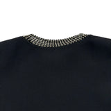 クリスチャン・ディオール Christian Dior パール装飾 ショートスリーブジャケット 451V81W1162 ブラック ウール レディース ノーカラージャケット