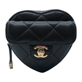 シャネル CHANEL マトラッセ ハートシェイプポーチ AP4838 ブラック/ゴールド金具 ラムスキン レディース ポーチ
