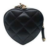 シャネル CHANEL マトラッセ ハートシェイプポーチ AP4838 ブラック/ゴールド金具 ラムスキン レディース ポーチ