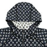 ルイ・ヴィトン LOUIS VUITTON モノグラムジャガードニットフーディパーカー FTKC49 ネイビー シルク レディース パーカー