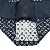ルイ・ヴィトン LOUIS VUITTON モノグラムジャガードニットフーディパーカー FTKC49 ネイビー シルク レディース パーカー