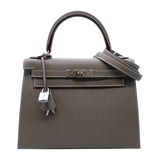 エルメス HERMES ケリー28 外縫い K刻 エトゥープ/シルバー金具 エプソン レディース ショルダーバッグ