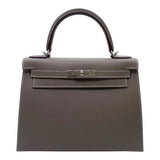 エルメス HERMES ケリー28 外縫い K刻 エトゥープ/シルバー金具 エプソン レディース ショルダーバッグ