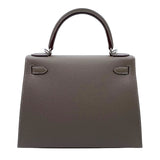 エルメス HERMES ケリー28 外縫い K刻 エトゥープ/シルバー金具 エプソン レディース ショルダーバッグ