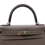エルメス HERMES ケリー28 外縫い K刻 エトゥープ/シルバー金具 エプソン レディース ショルダーバッグ