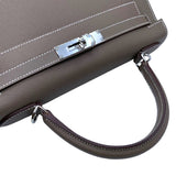 エルメス HERMES ケリー28 外縫い K刻 エトゥープ/シルバー金具 エプソン レディース ショルダーバッグ