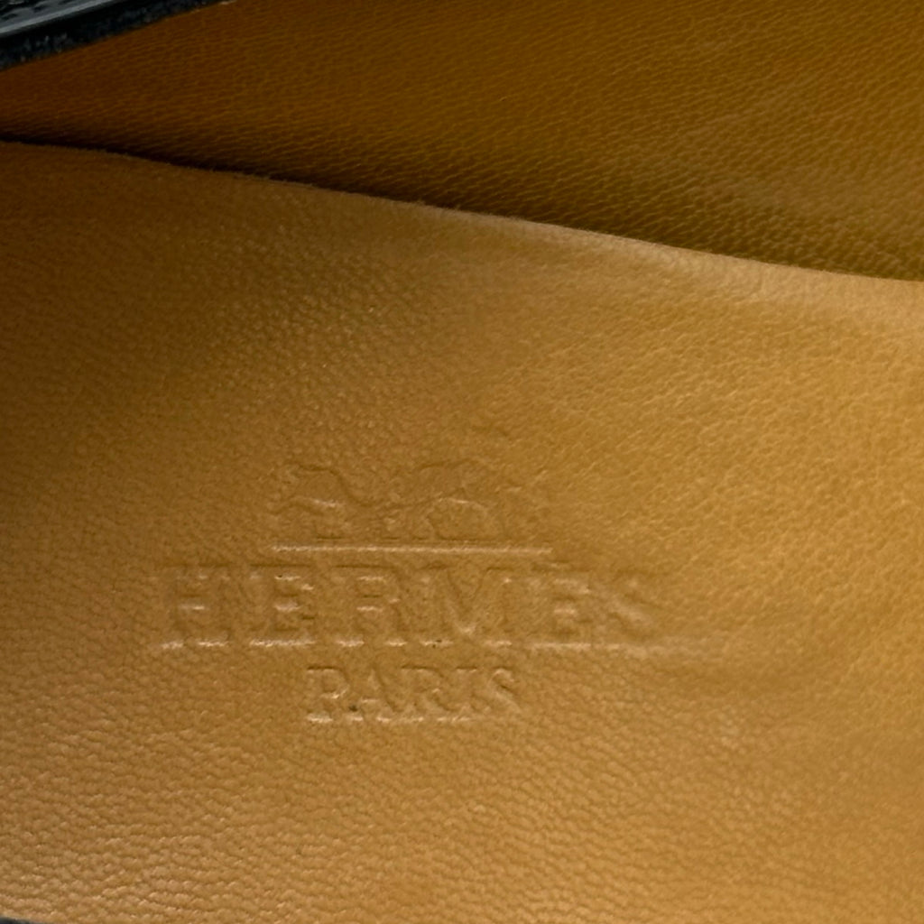 エルメス HERMES ウィングチップパテントヒールパンプス ブラック
