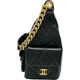 シャネル CHANEL マトラッセホーボーバッグ AS5339 ブラック ラムスキン レディース ショルダーバッグ