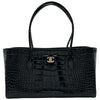シャネル CHANEL スモールショッピングバッグ AS6243 ブラック/ゴールド金具 クロコエンボスカーフ レディース トートバッグ