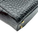 シャネル CHANEL スモールショッピングバッグ AS6243 ブラック/ゴールド金具 クロコエンボスカーフ レディース トートバッグ