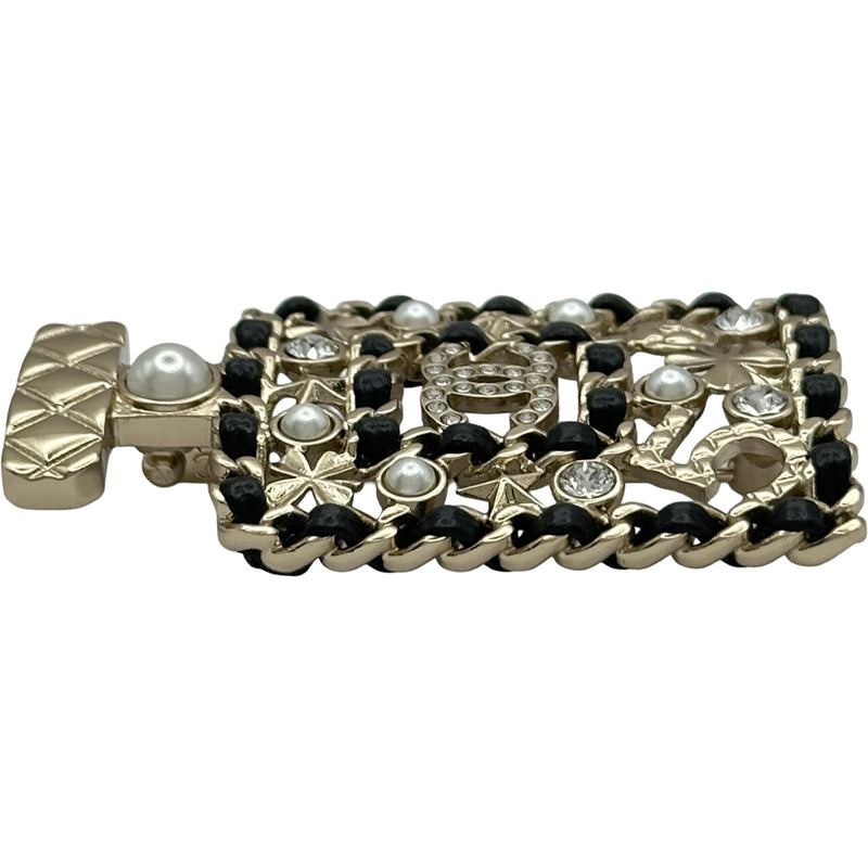 シャネル CHANEL ボトルモチーフブローチ ブラック/ゴールド金具