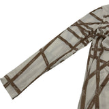 エルメス HERMES ボルデュック総柄トップス ブラウン コットン レディース 長袖Ｔシャツ
