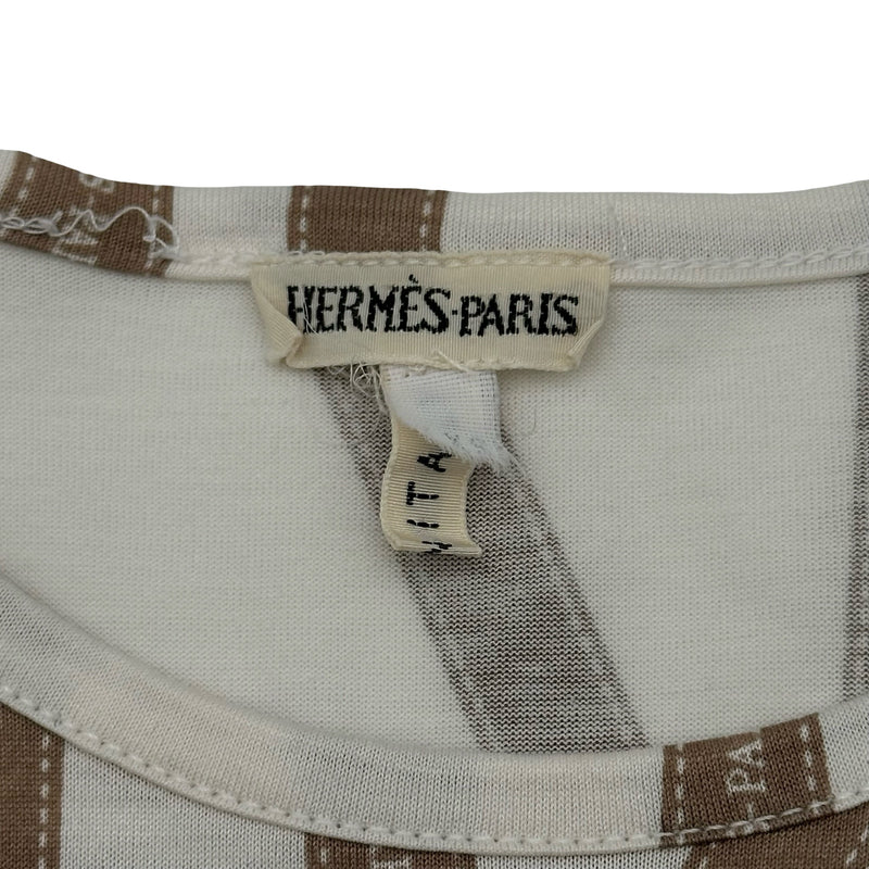 エルメス HERMES ボルデュック総柄トップス ブラウン コットン