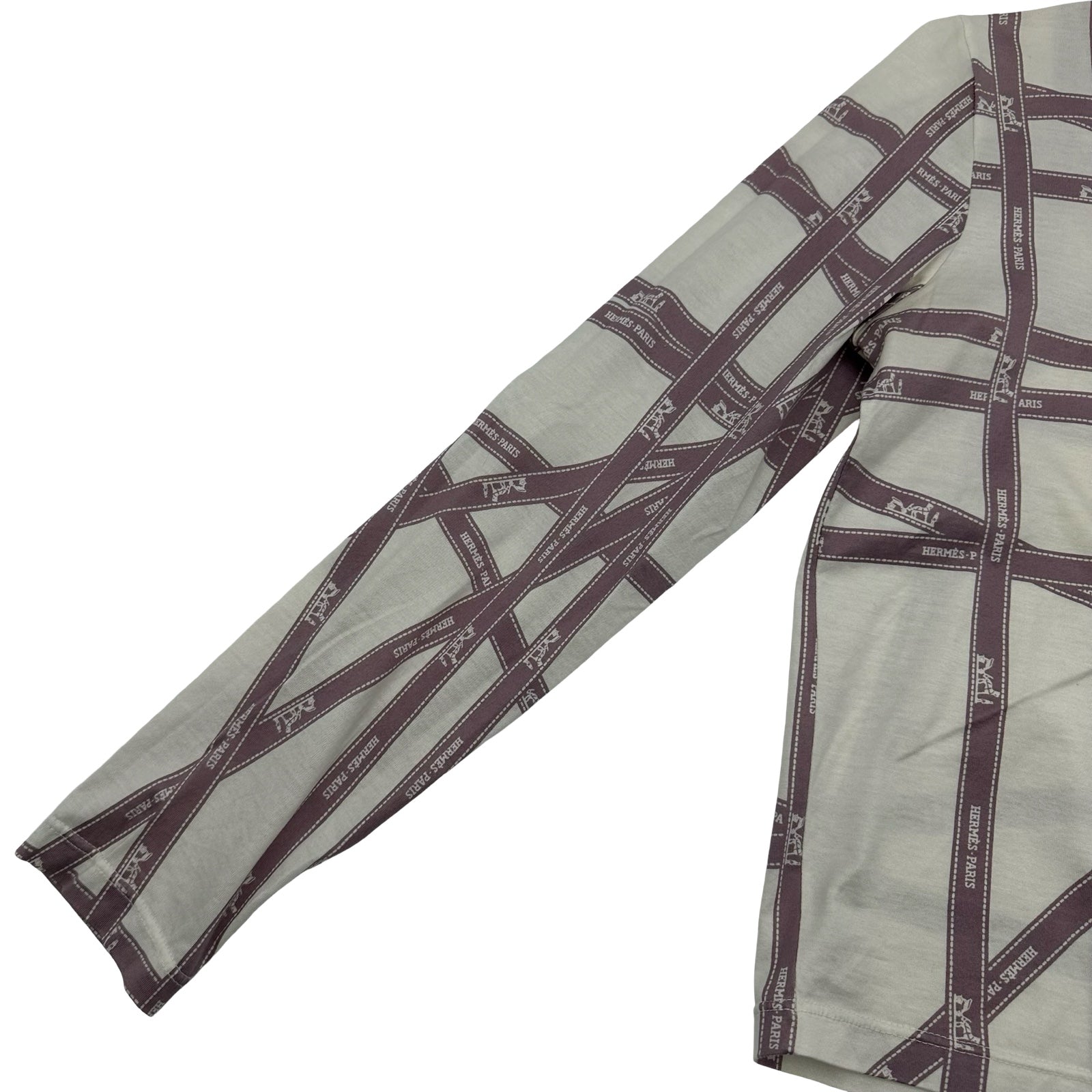 エルメス HERMES ボルデュック総柄トップス パープル コットン レディース 長袖Ｔシャツ エルメス HERMES ボルデュック総柄トップス パープル コットン
