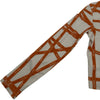 エルメス HERMES ボルデュック総柄トップス オレンジ コットン レディース 長袖Ｔシャツ