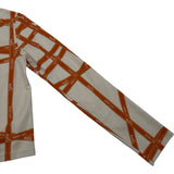 エルメス HERMES ボルデュック総柄トップス オレンジ コットン レディース 長袖Ｔシャツ