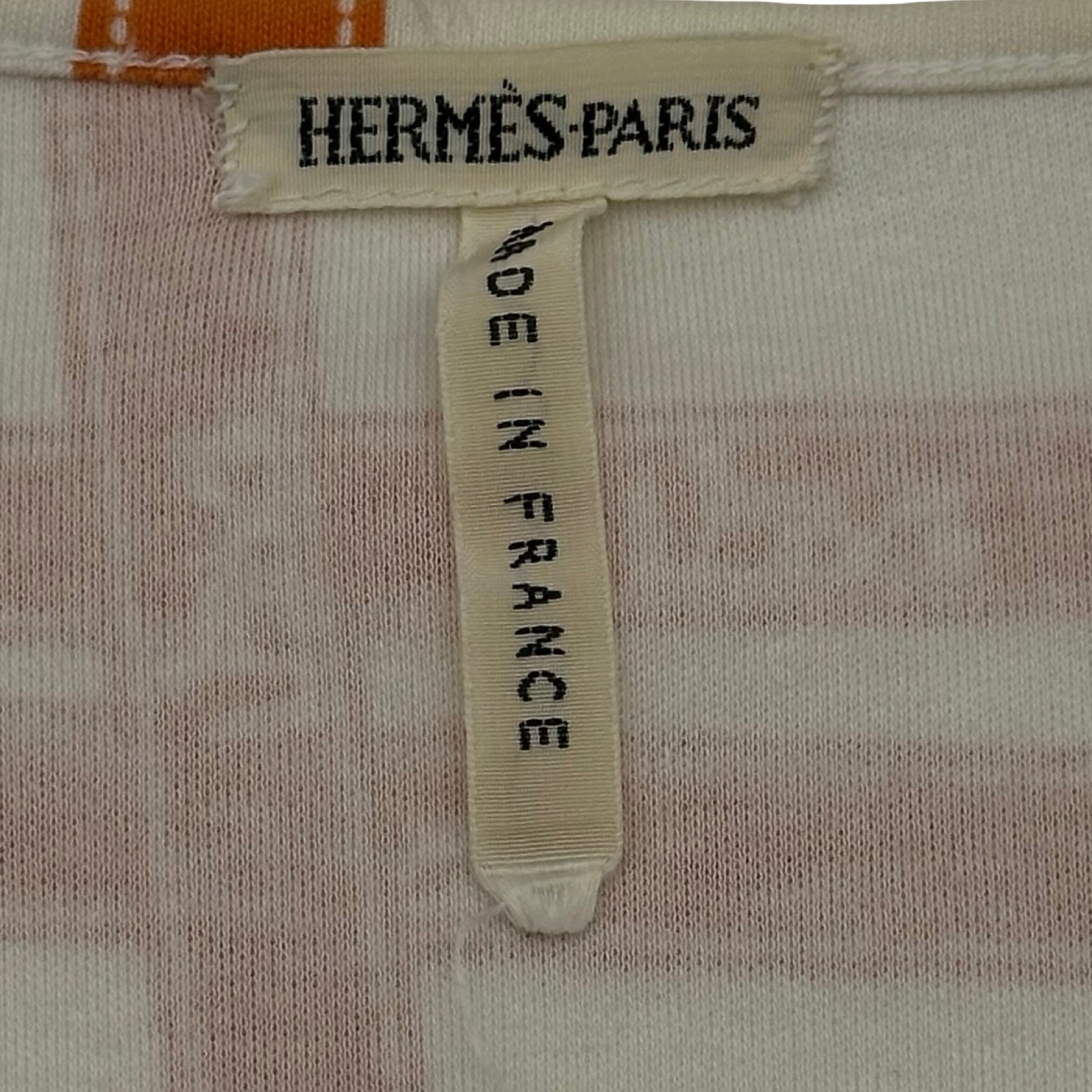 エルメス HERMES ボルデュック総柄トップス オレンジ コットン