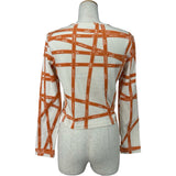 エルメス HERMES ボルデュック総柄トップス オレンジ コットン レディース 長袖Ｔシャツ