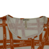 エルメス HERMES ボルデュック総柄トップス オレンジ コットン レディース 長袖Ｔシャツ エルメス HERMES ボルデュック総柄トップス オレンジ コットン