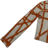 エルメス HERMES ボルデュック総柄トップス オレンジ コットン レディース 長袖Ｔシャツ