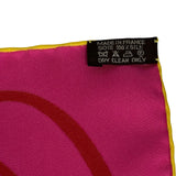 エルメス HERMES カレ90 FAUNE LETTREE ピンク/イエロー シルク レディース スカーフ
