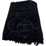 シャネル CHANEL ココマークカメリアビーチバッグ ブラック パイル/レザー レディース トートバッグ