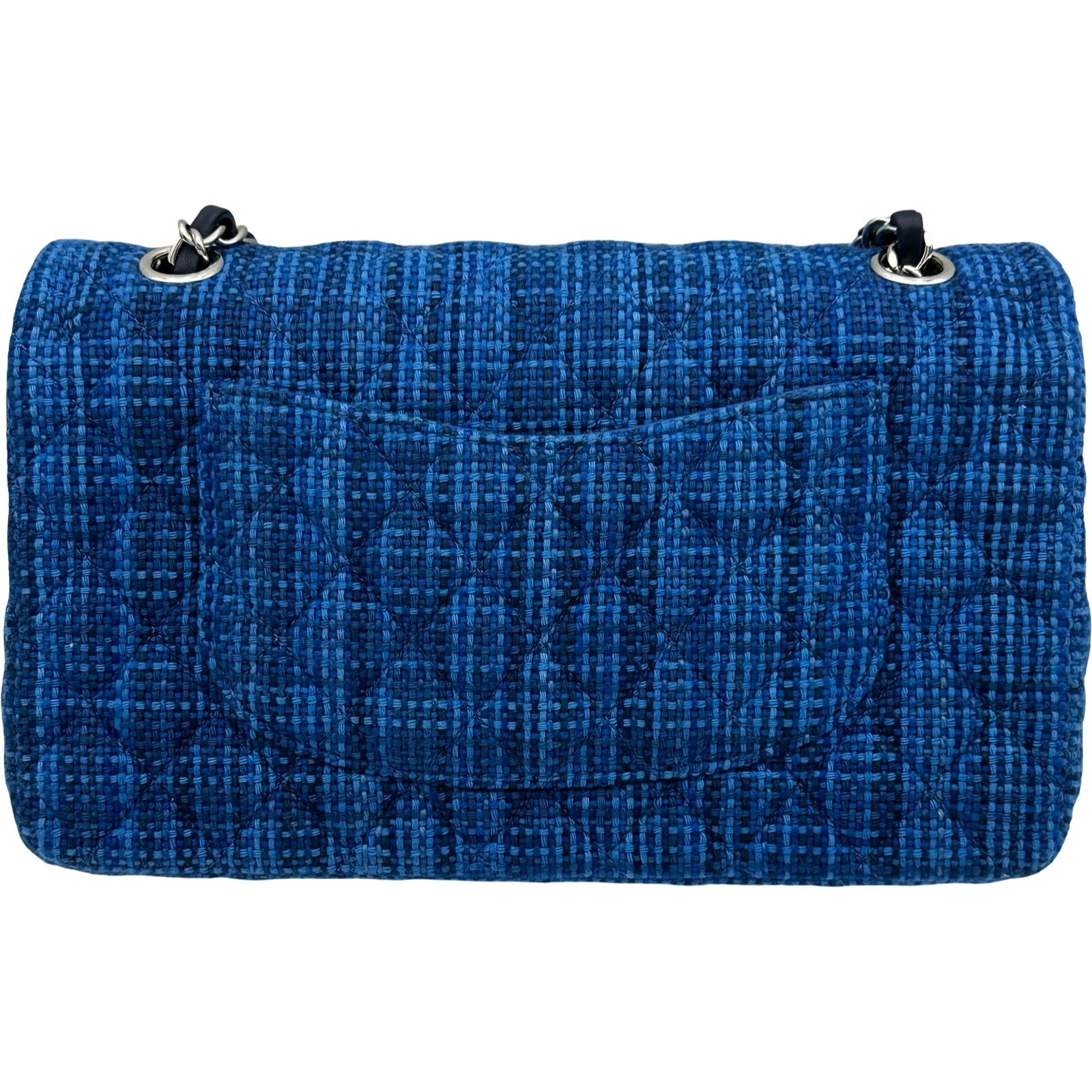 とも。シャネル ツイード マトラッセ A1112 シャネル CHANEL マトラッセ25 A01112 29番台 ブルー シルバー金具