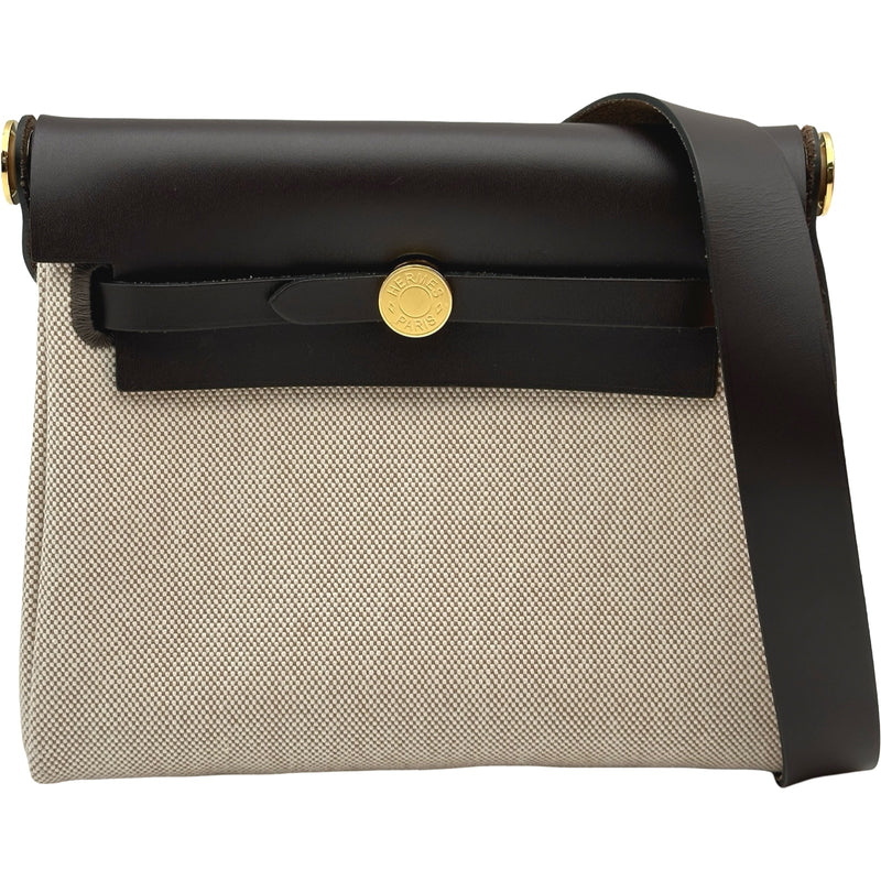 HERMES エルメス エールバッグ 2way ショルダーバッグ 黒 ベージュ エルメス HERMES エールバッグジップミニ G刻 エベンヌ ゴールド金具