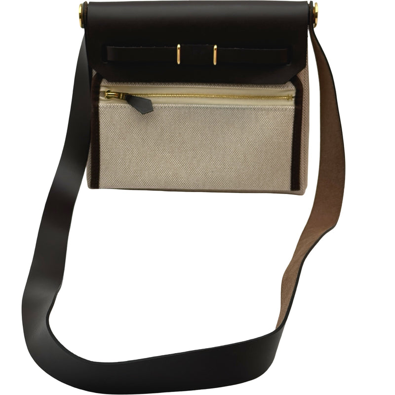 エルメス HERMES エールバッグジップミニ G刻 エベンヌ ゴールド金具