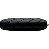 ボッテガ・ヴェネタ BOTTEGA VENETA ジップアラウンドコインケース 749933 ネイビー ゴールド金具 イントレチャート レディース カードケース