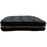 ボッテガ・ヴェネタ BOTTEGA VENETA ジップアラウンドコインケース 749933 ネイビー ゴールド金具 イントレチャート レディース カードケース