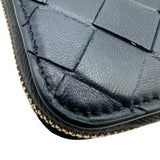 ボッテガ・ヴェネタ BOTTEGA VENETA ジップアラウンドコインケース 749933 ネイビー ゴールド金具 イントレチャート レディース カードケース