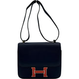 エルメス HERMES コンスタンス3 24 X刻 ブルーサフィール シルバー金具 エプソン レディース ショルダーバッグ