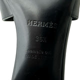 エルメス HERMES ジジケリー金具ヒールサンダル ブラック レザー レディース サンダル