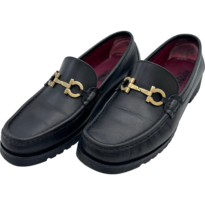 【レア品】Ferragamo ブラックレザー ローファー サルヴァトーレ・フェラガモ Salvatore Ferragamo ガンチーニレザー