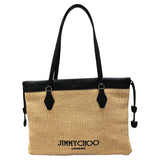 ジミーチュウ JIMMY CHOO ドローストリングトートミディアム ベージュ　ブラック ソフトラフィア　スムースカーフレザー レディース トートバッグ