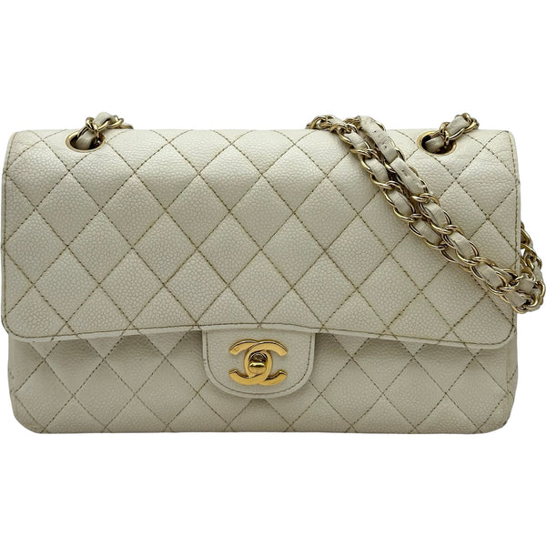シャネル　紙袋　箱　マトラッセ シャネル CHANEL マトラッセ25 A01112 9番台 アイボリー系 ゴールド