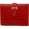 エルメス HERMES べアンコンパクト X刻印 ゼラニウム シルバー金具 アリゲーターリセ ユニセックス 二つ折り財布