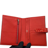 エルメス HERMES べアンコンパクト X刻印 ゼラニウム シルバー金具 アリゲーターリセ ユニセックス 二つ折り財布