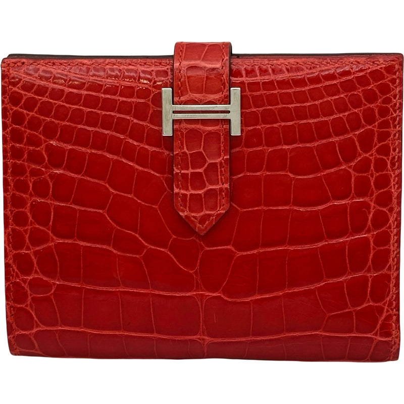 HERMESインディゴ シルバー金具 エルメス HERMES べアンコンパクト X刻印 ゼラニウム シルバー金具