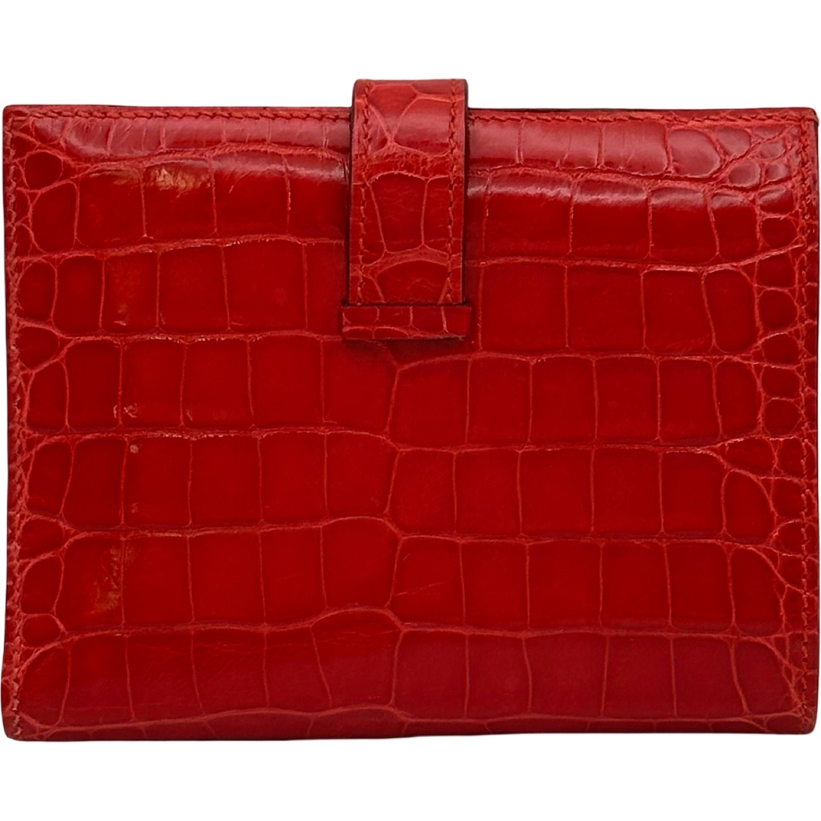HERMES スエードレザー切り替えニットポロ ウールシルク エルメス 90s エルメス HERMES べアンコンパクト X刻印 ゼラニウム シルバー金具