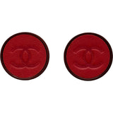 シャネル CHANEL ココボタンイヤリング ルージュ系 レザー・メタル アクセサリー