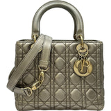 クリスチャン・ディオール Christian Dior レディディオールミディアム メタリックゴールド ゴールド金具 ラメ レディース ショルダーバッグ