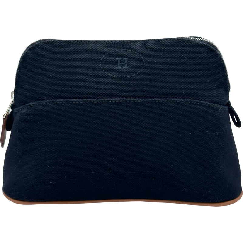 エルメス HERMES ボリードポーチ20 ブラック×シルバー金具 トワル