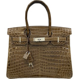 エルメス HERMES バーキン30 □M刻印 ブラウン系 シルバー金具 ニロティカスリセ レディース ハンドバッグ