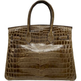 エルメス HERMES バーキン30 □M刻印 ブラウン系 シルバー金具 ニロティカスリセ レディース ハンドバッグ