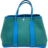 エルメス HERMES ガーデンパーティTPM A刻印 マラカイト/ブルーザンジバル シルバー金具 トワル/ネゴンダ レディース ハンドバッグ